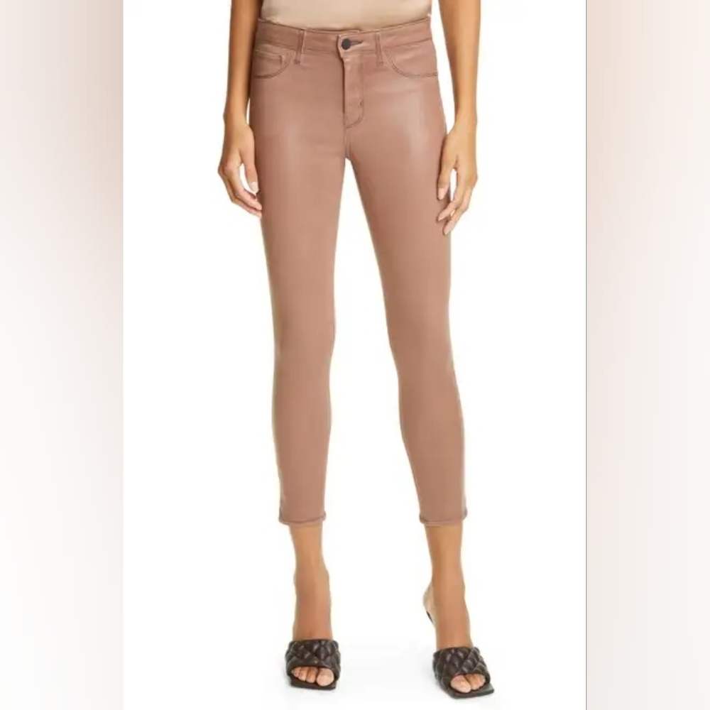 L'AGENCE Margot Coated High Waist Crop Jeans (Sparrow Contrast) Size 30
